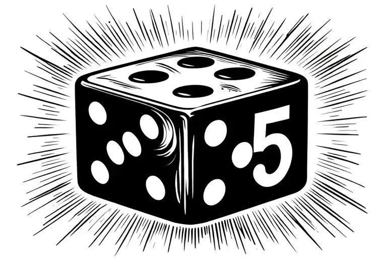 2 dice rolling number 5 tattoo design idea