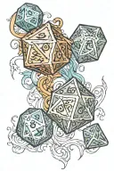 trident and d20 dice tattoo design idea