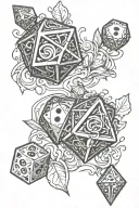 trident and d20 dice tattoo design idea