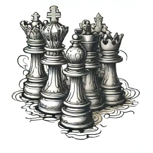 Chess pieces gothic tattoo design idea