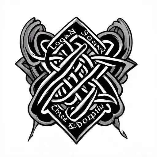 Celtic knot with names logan, chase, and sophia in it tattoo design idea