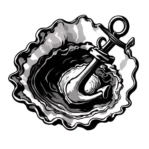 oyster shell with an anchor tattoo design idea