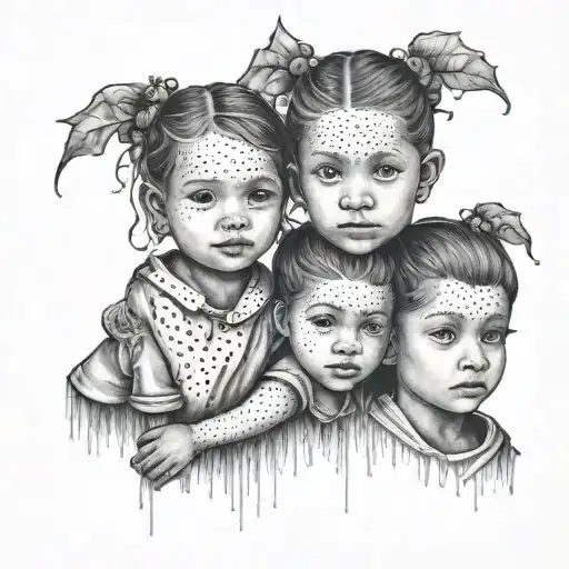 Father of twins brothers One girl One tattoo design idea