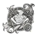 feminine  Aquarius Pisces symbol intertwined tattoo design idea