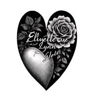 heart outlined in cursive of the names Ellyette Lynn and Jolie nona tattoo design idea