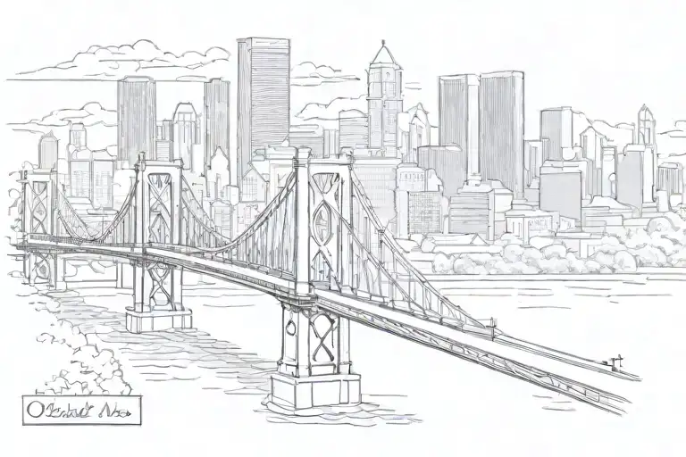 clemente bridge and pittsburgh skyline from section 320 of pnc park  tattoo design idea