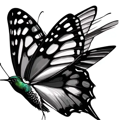 Butterfly And Hummingbird tattoo design idea