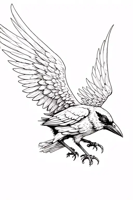 clockwork crow schematic with its wings outstretched tattoo design idea