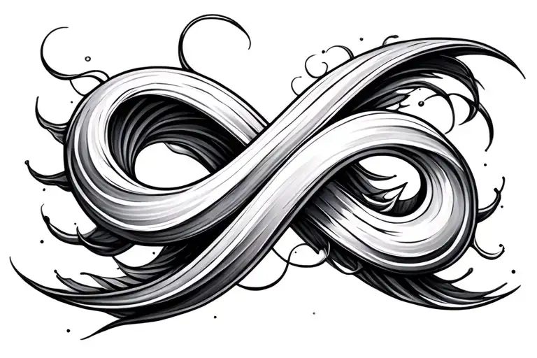waves and infinity symbol tattoo design idea