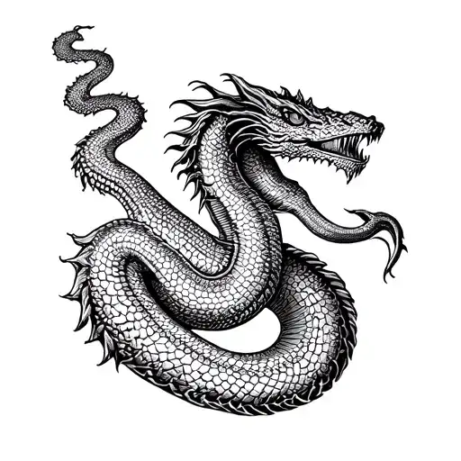 Old world sea serpent map iconography detailed, that looks like it was drawn in the 1600s tattoo design idea