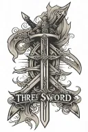 three swords crossed with 1994, 1996 and 2000 written over the swords tattoo design idea