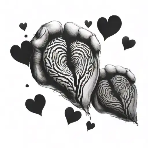 Two thumb prints that overlap in the shape of a heart  tattoo design idea