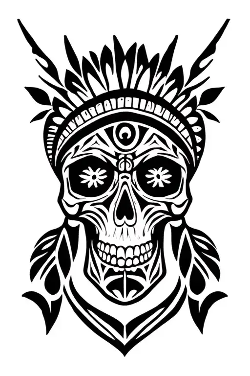 Native American skull tattoo design idea