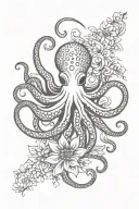 Octopus hugging flower mandala tattoo design idea