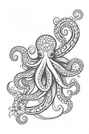 Octopus hugging flower mandala tattoo design idea