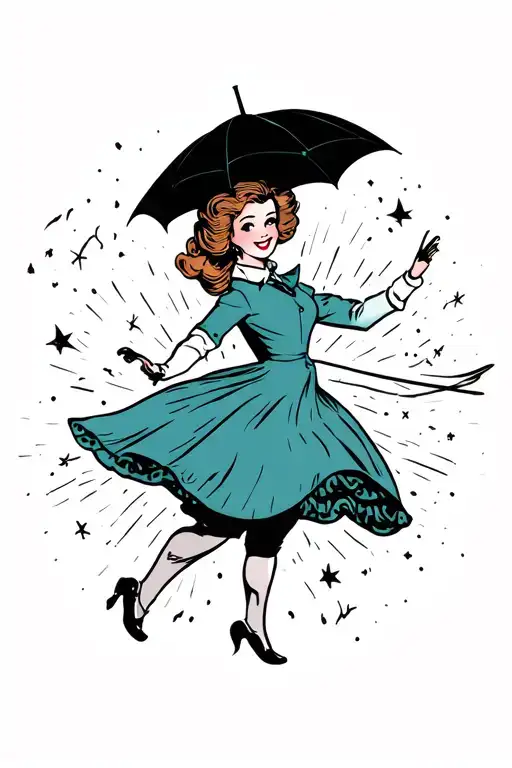 Mary poppins flying tattoo design idea