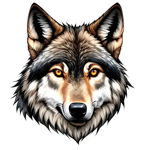 A wolf's head with a protective and strong look like tattoo design idea