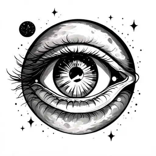 dark side og the moon and the psychadelic eye inside tattoo design idea