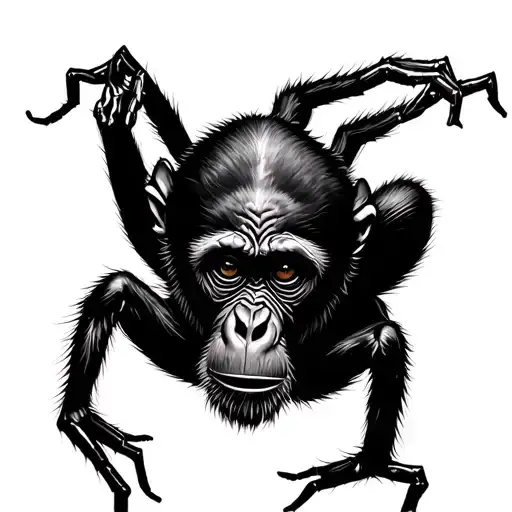 spider monkey Thailand style tattoo design idea