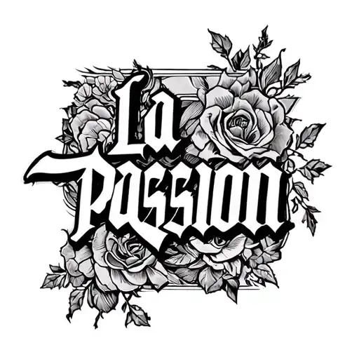 make me a tattoo for triceps only lettered tattoo "la passion". without any extra detales. only letters tattoo design idea