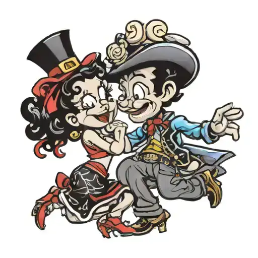 betty boop and cowboy dancing together tattoo design idea