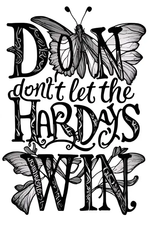"don’t let the hard days win" fine line butterfly tattoo design idea