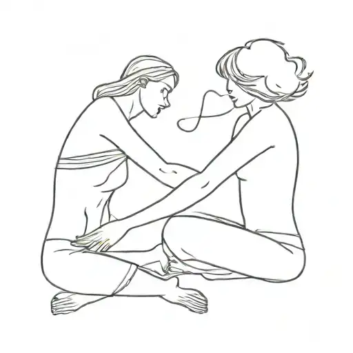 The two lovers hold a taut bow in their hands as they let themselves fall outwards, looking into each other's eyes. tattoo design idea