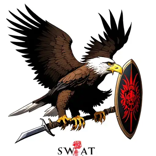 SWAT eagle with dagger and shield tattoo design idea