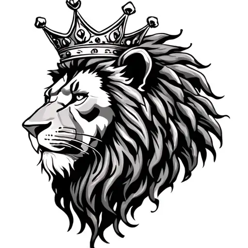 lion dread locks with crown  tattoo design idea