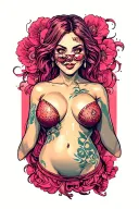 create an womans body using an egg tattoo design idea
