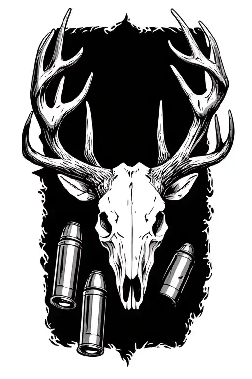 deer skull with shotgun shells tattoo design idea