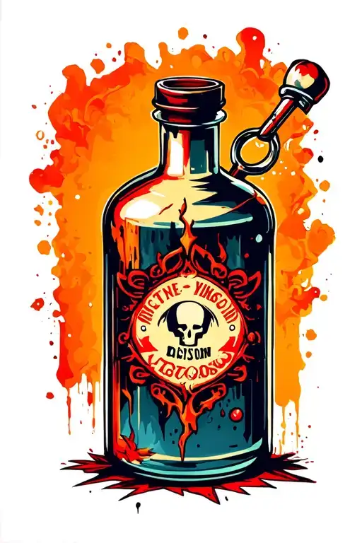 broken poison bottle tattoo design idea