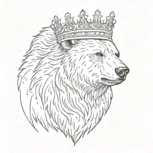 A bear with a crown tattoo design idea