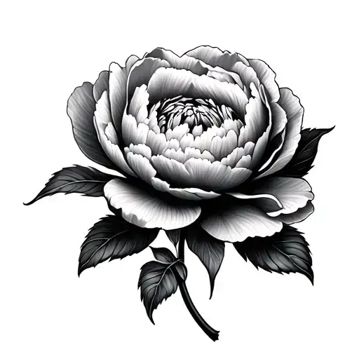 Black And Gray Peony tattoo design idea