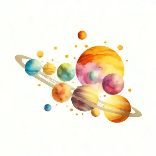 solar system planets orbiting each other side view tattoo design idea
