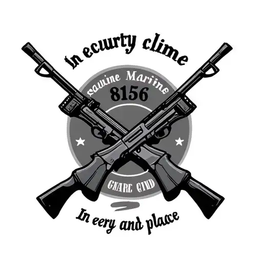 Marine security guard ribbon, crossed rifle and shotgun. The numbers 8156 with the words "In every clime and place" on a tattoo design idea