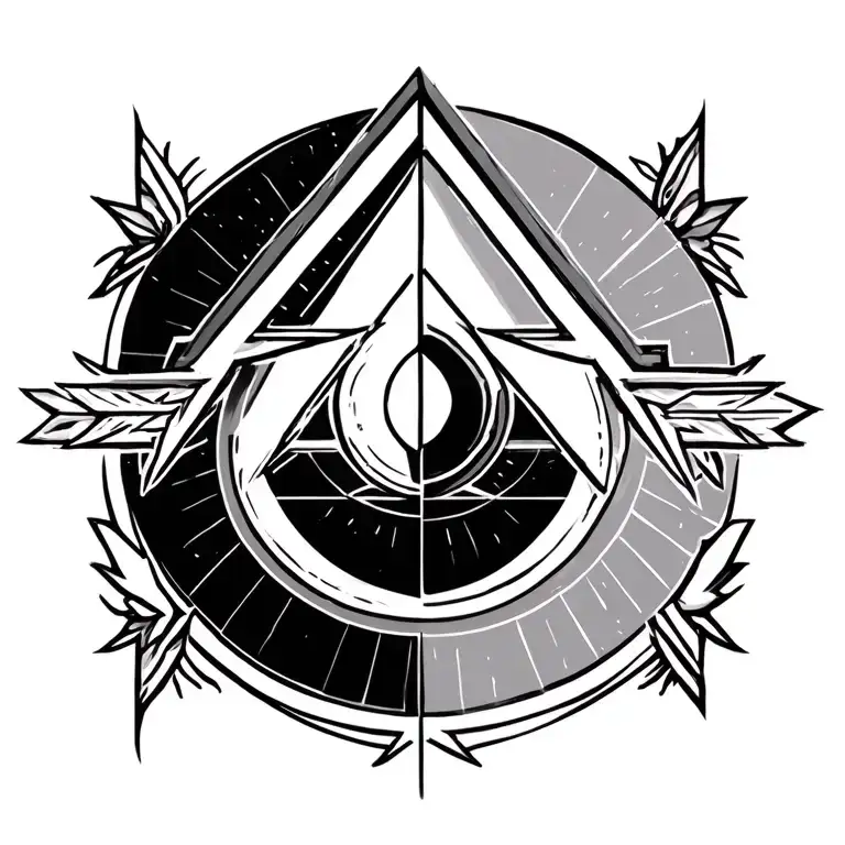 Up: a triangle with the tip up (stylized arrow) - the symbol of ascension, of clarity. Middle: an incomplete circle tattoo design idea