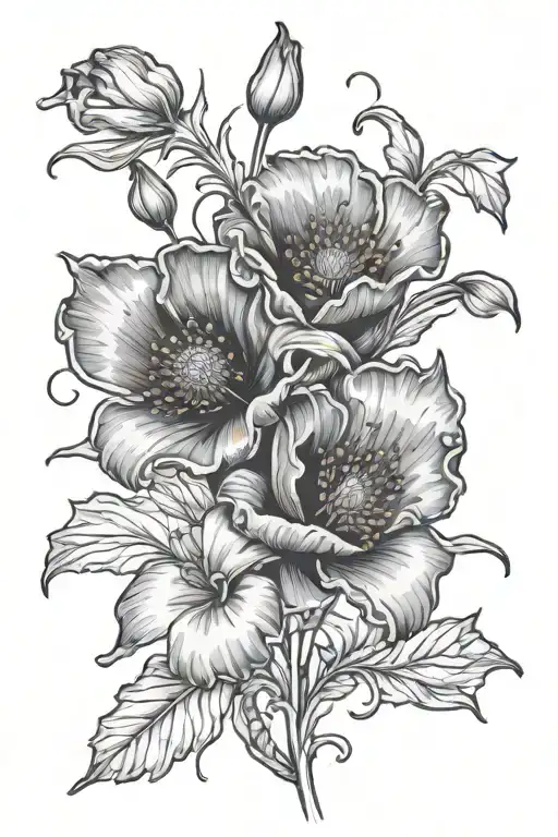 hybrid theory album art, a poppy and a lily. tattoo design idea