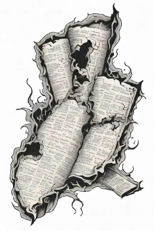 burnt newspaper tattoo design idea