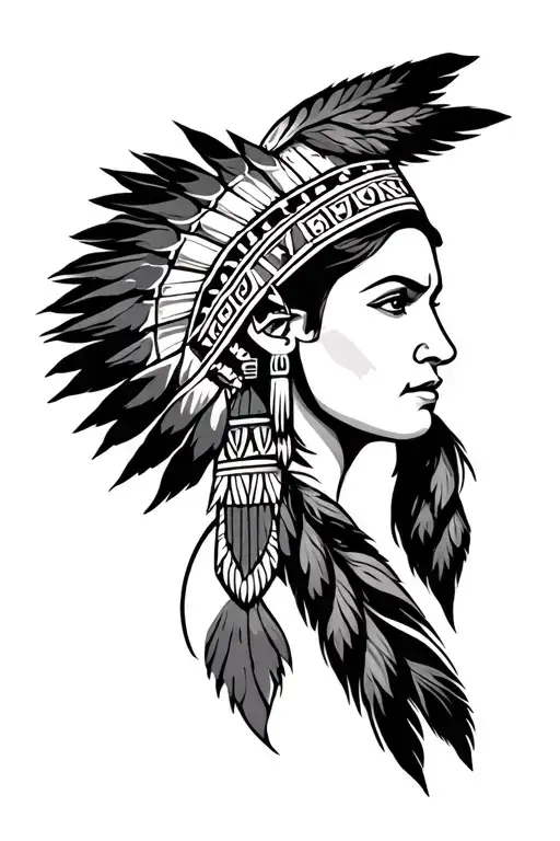 Aztec Woman in Alabama crimson tide tattoo design idea