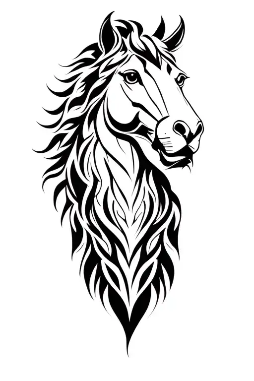 lion and horse head tattoo design idea
