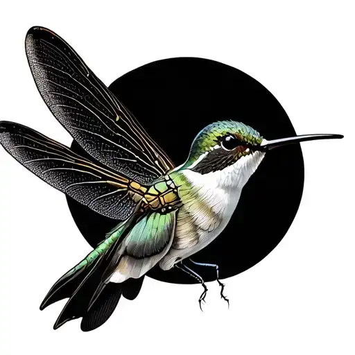 Dragonfly And Hummingbird tattoo design idea