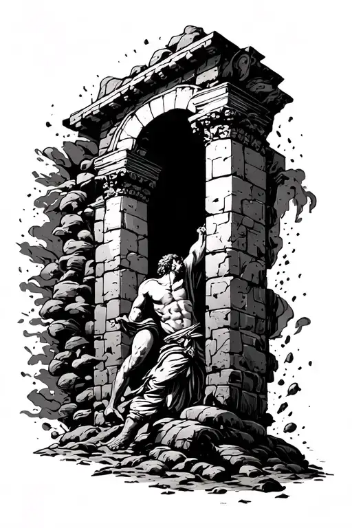 wall of Jericho falling  tattoo design idea