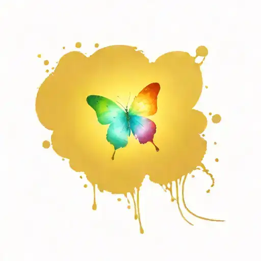 rainbow butterfly flying tattoo design idea