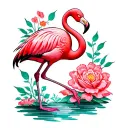flamingo standing tattoo design idea