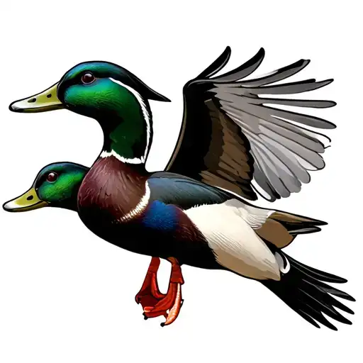 mallard duck flying away tattoo design idea