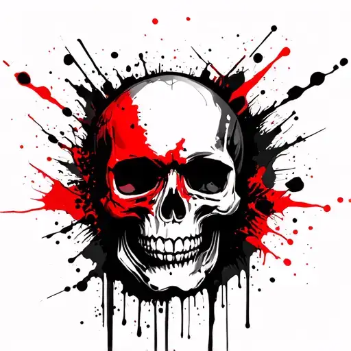 skull and Trash polka style tattoo tattoo design idea