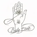 Create me a tattoo with baby's hand mark and date of birth tattoo design idea