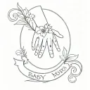 Create me a tattoo with baby's hand mark and date of birth tattoo design idea