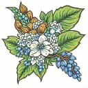 texas / blue bonnet / pecan tree tattoo design idea